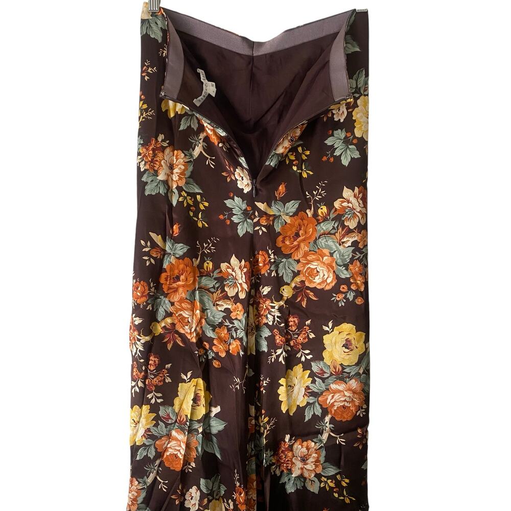 Veronica Beard Pixie Floral Ruched Silk Midi Skirt US 6 Brown Roses Cocktail - Picture 6 of 14